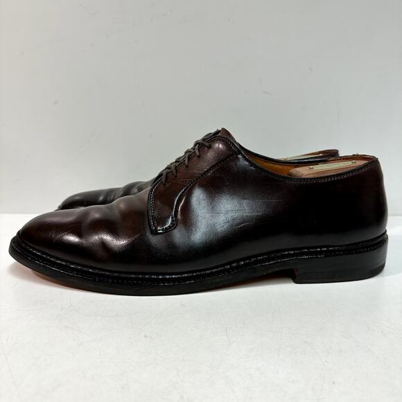 FULLY RESOLED Alden 990 Plain Toe Blucher Shell Cordovan Brown Color 8 USA 11.5 - Picture 4 of 13